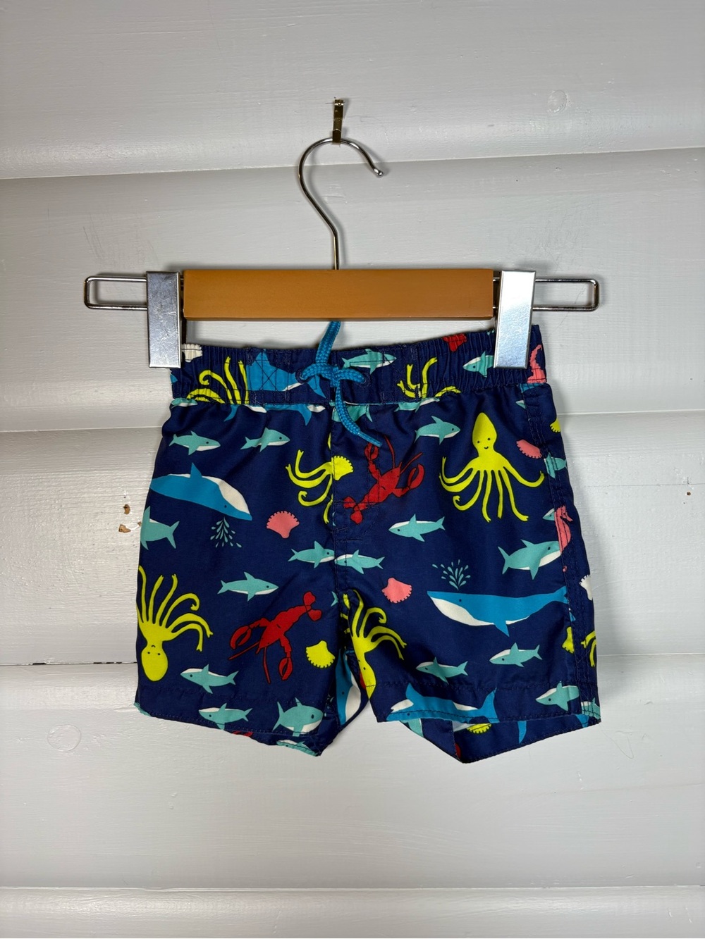 4/$25 baby boys Navy Sea Creature Swim Shorts 6-12m